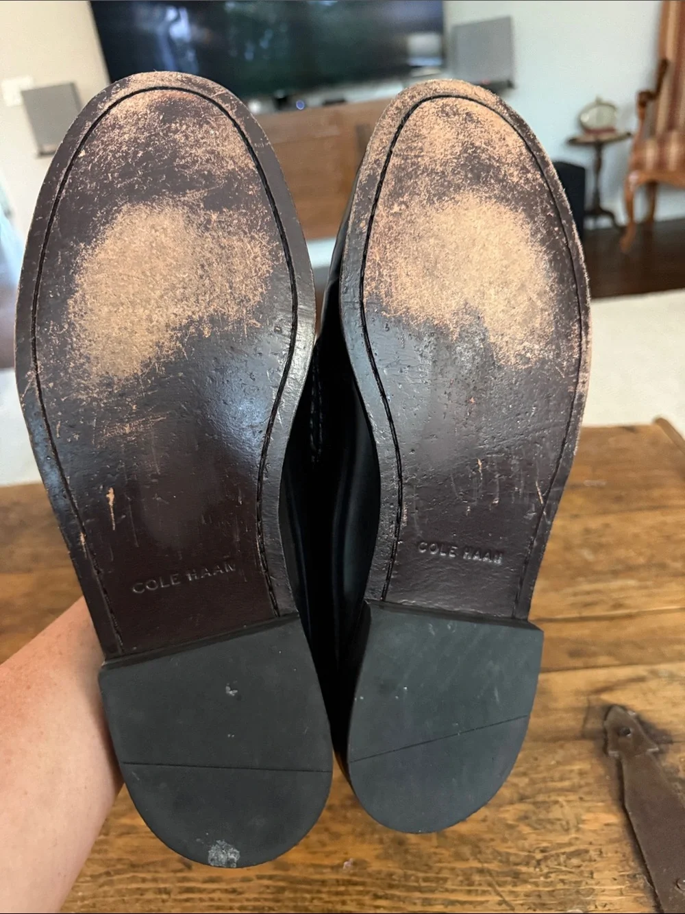 Cole Haan Black Leather Pinch Tassle Loafers Size 10